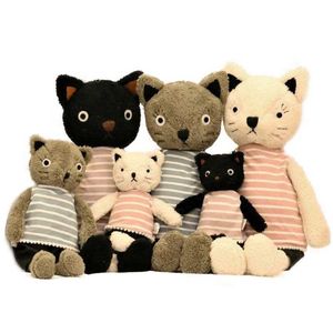 Plush muñecas 1pc 25cm/35 cm/50 cm Kawaii gato muñecas de peluche animales de peluche ropa suave de rayas gatos juguetes de lujo para niñas regalos de cumpleaños H240521