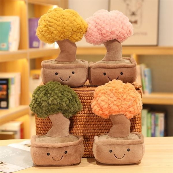 Poupées en peluche 1pc 28cm Simulation Kawaii Fortune Tree Poupées en peluche Paysage mignon Plantes en pot Jouets en peluche doux pour enfants Filles Décor Cadeau 220923