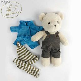 Plush -poppen 1 pc 32 cm gevulde hoogwaardige klassieke teddybeer pluche speelgoed schattige beer met overalls en pyjama -poppen mooi cadeau voor meidenl2404