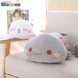 Plush -poppen 1 pc 35 cm kawaii liegt katten pluche speelgoed gevuld schattige kattenpop mooie dieren kussen zachte cartoon kussen kussen kerstcadeaL2404