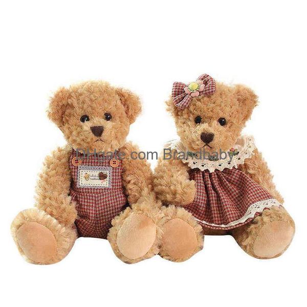 Poupées en peluche 2 pièces/lot 26Cm, ours en peluche principal, poupée Cantik Boneka Beruang Gaun Kawaii Lembut pour Anak Perempuan Hadiah Ba Dhtul