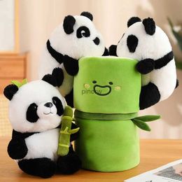 Plush Dolls 2 in 1 Creative Funny Doll Bamboo Tube Panda Plush Toy Stuffed Soft Tearful Panda Hiding in Bamboo Bag Toys for Kids Girls Gift