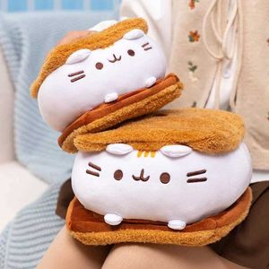 Poux en peluche 2 Biscuit Biscuit Cat Pillow Bistique Biscuit Cat Cute Toy Photography Props Decoration Baby Oreiller Doll H240521