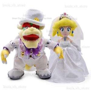 Muñecas de peluche 2 Estilo Bros Juguetes de peluche Vestido de novia Bowser Princesa Peach Juguetes de peluche Anime Doll Plushie para niños Regalo de cumpleaños T240325