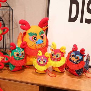 Poupées en peluche Dragon chinois du nouvel an, tissu floral, décoration de la maison, jouet créatif de Style chinois, cadeau spécial pour enfants, 2024