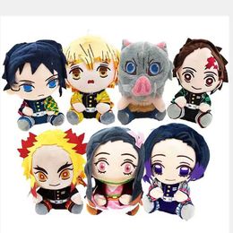 Plush muñecas 20cm Demon Slayer Plush Doll Tanjirou Nezuko Zenitsu Anime Película relleno Kimetsu No Yaiba Juego Figura de peluche Figura para niños Regalo T240428