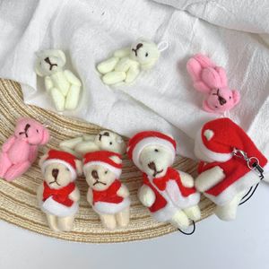 Pluche poppen 20 stks kerst teddybeer 6 cm mini gewricht gevulde speelgoedboom decoratieve hangermeisjesgeschenken 230823
