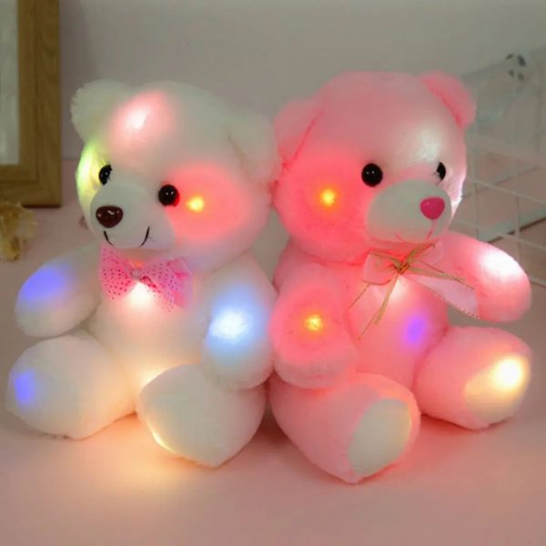 Muñecas de peluche 22 cm Luz romántica LED Rosa brillante Oso Brillo Muñeca de peluche Juguete Creativo Regalo de Navidad Decoración de cumpleaños 231124