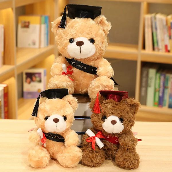 Muñecas de peluche 23 28 cm lindo oso juguete relleno suave kawaii peluche animal regalos de graduación para niños niñas estudiante 231207