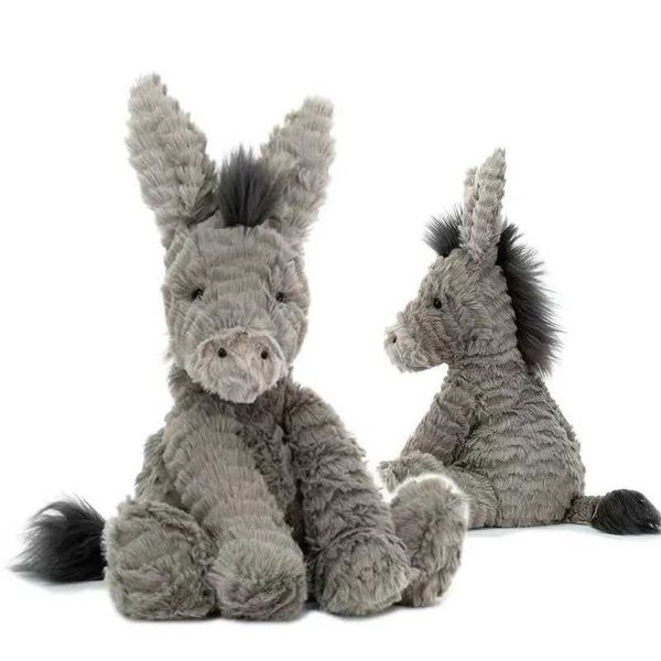 Poupées en peluche 23/40 / 60 cm Jouet en peluche mignon Donke gris mignon poupée en peluche remplissante animal doux bébé d'anniversaire de chambre d'anniversaire cadeau J240410