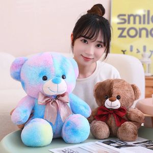 Poupées en peluche 25 cm poupée ours coloré Kawaii Teddy avec ruban peluche jouets animaux doux CToys pour enfants enfants beau cadeau 231030