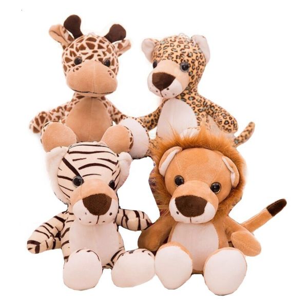 Muñecas de peluche 25 cm lindo bosque animal peluche juguete selva boda tiro regalo para niños garra máquina muñeca jirafa león tigre leopardo 221125
