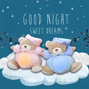 Poupées en peluche 25cm Kawaii ours en peluche lumière musicale Pat lampe confort de sommeil LED nuit apaiser jouets pour enfants cadeaux 230105