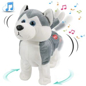 Poupées en peluche 25 cm chantant drôle chien poupée Husky jouets mignon Kawaii remuant queue anniversaire Festival cadeaux pour enfants filles animaux en peluche 231025