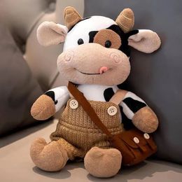 Poupées en peluche 26 cm dessin animé vache à lait poupée mignonne simulation bovins animaux jouets doux peluche pull oreiller enfants cadeaux d'anniversaire 231016
