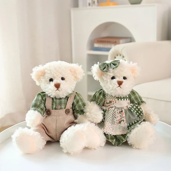 Poupées en peluche 26 cm Kawaii Couple Ours en peluche Jouet en peluche Oreiller animal doux pour mariage garçon fille anniversaire décor de Noël cadeau 231211