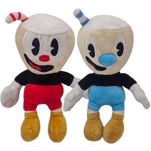 Pluche poppen 2pc lot 25cm avontuur game cuphead speelgoed mugman de duivel legendarische chalice plushie speelgoed voor kinderen kinderen geschenken 230823