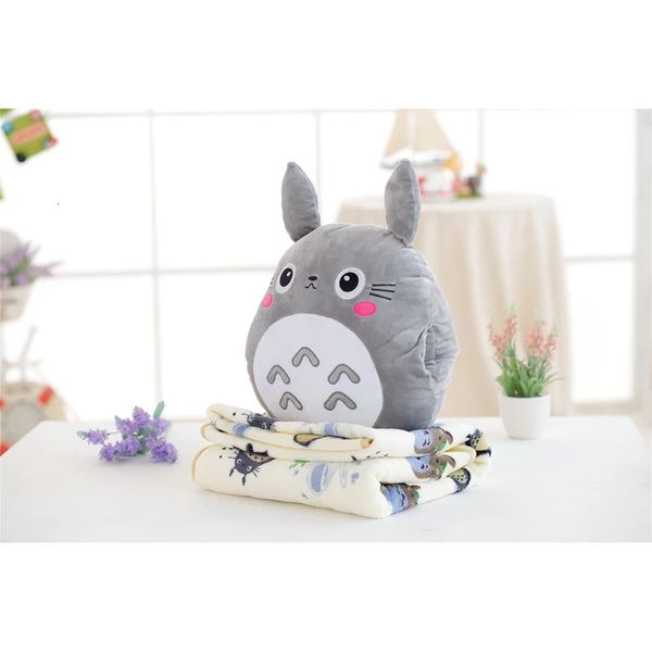 Poupées en peluche 3 en 1 Totoro couverture oreiller poupée ensemble d'animaux en peluche jouet en peluche confortable et respectueux de la peau dormir travail bureau fille coussin 231016