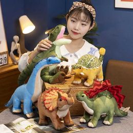 Pluche poppen 30-40 cm simulatie dinosaurus pluche speelgoed gevuld met dierendriehoek Dragon/Tyrannosaurus Rex/Snake Necked Soft Dragon Doll Childrens Giftl240502