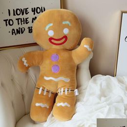Pluche poppen 3060 cm cartoon schattig peperkoek speelgoed hanger gevuld baby sussen pop koekjes man kussen rendieren voor kinderen cadeau 221206 Dhswz