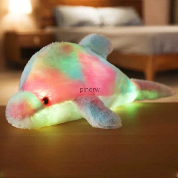 Poupées en peluche 30CM jouet créatif oreiller lumineux doux en peluche brillant coloré dauphin coussin lumière LED jouet cadeau pour enfants enfants filles