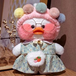 Pluche poppen 30 cm schattige Lalafanfan gele café-eenden gevuld zacht speelgoed Kawaii rustgevend speelgoed Aminal kussen voor Gril kinderen Brithday geschenken 231017