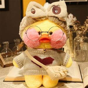 Poupées en peluche 30 cm Kawaii LaLafanfan Café Jaune Canard Jouet Mignon Doux Animal En Peluche Portant Des Vêtements Jouets Enfants Cadeaux D'anniversaire 221012