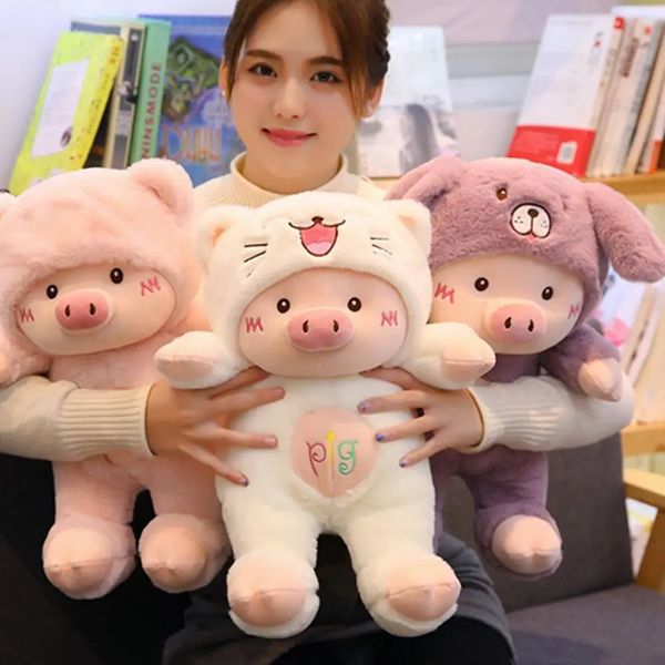 Poupées en peluche 30cm cochon peluche poupée Cosplay chien jouet doux Animal oreiller enfants fille anniversaire cadeau de noël 231016