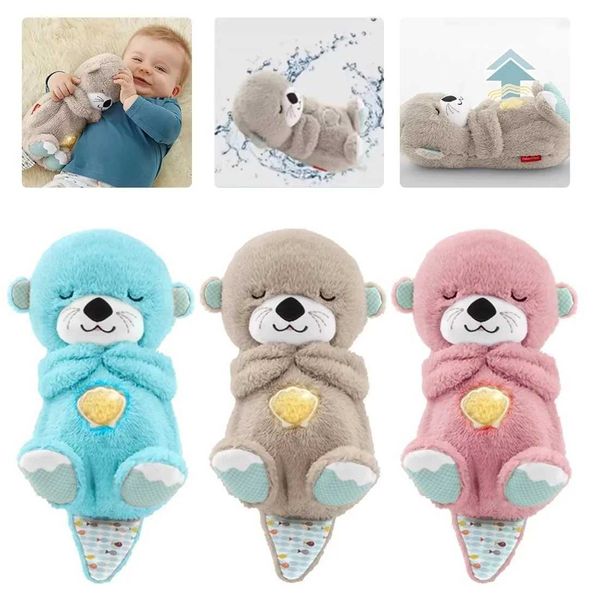 Poux en peluche 30cm soothensnuggle goard jouet plus mince loutre bébé respiration bébé sommeil de la musique de sommeil doux et mignon jouet en peluche j240410