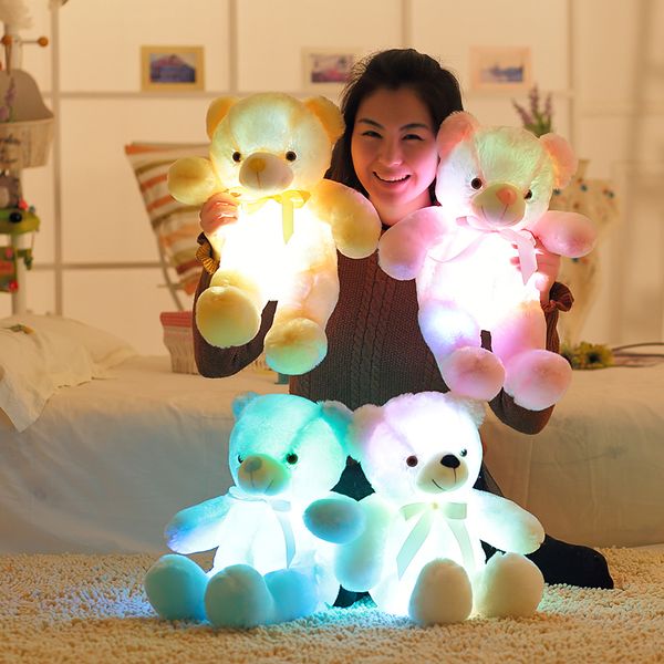 Poupées en peluche 32-50cm Lumineux Creative Light Up LED Ours en peluche Animaux en peluche Jouet en peluche coloré Glowing Teddy Bear Cadeau de Noël pour enfant 230818