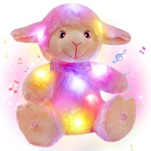 Poupées en peluche 32 cm mouton rose musical lumière LED animaux en peluche coton cadeaux mignons jouets pour filles cadeau d'anniversaire oreillers enfants 231007