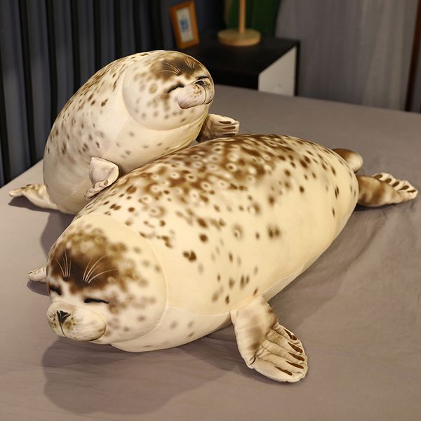 Muñecos de peluche 35 120 cm Gigante 3D León marino Juguetes de animales Rellenos Suave Vida real Sello Almohadas para dormir Bebé Niños Dibujos animados Apaciguar Muñeca Regalo lindo 230105