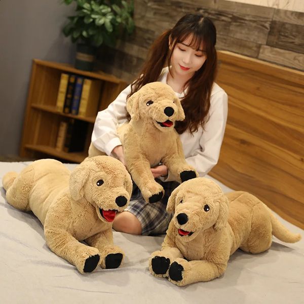 Muñecas de peluche 35 75 cm Simulación Labrador Perro Juguete Creativo Realista Animal Cachorro Relleno Juguetes suaves para niños Regalo de cumpleaños 231116