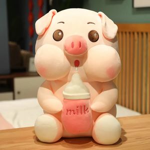 Poupées en peluche 3555cm, poupée cochon Kawaii avec biberon, jouet Animal en peluche doux, décor de chambre d'enfants pour cadeaux de noël 231007