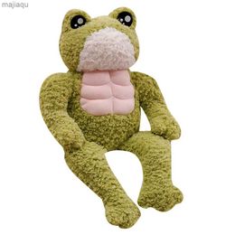 Polonches en peluche 35 cm Creative Strong Frog Toy Toy en peluche Kawaii Muscle Soft Frog Doll Cute Plushies Christmas Gift For Child Kidsl2404