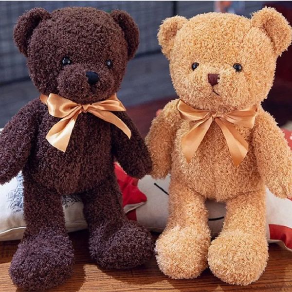 Poupées en peluche 35CM mignon noeud papillon ours en peluche jouets doux peluche poupée Mr ours dessin animé oreiller Saint Valentin cadeaux de mariage décor 231012