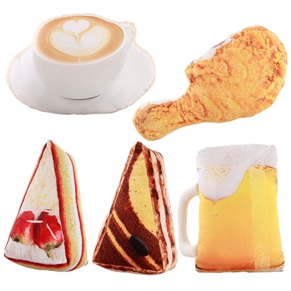 Poupées en peluche 3D Simulation forme de nourriture oreiller en peluche gâteau créatif café bière jouets en peluche coussin de canapé en peluche décor à la maison cadeaux drôles pour enfants 220923