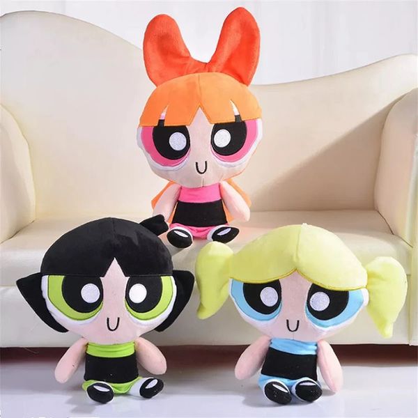 Poupées en peluche 3pcslot 20cm dessin animé anime Powerpuff filles jouets en peluche mignon fleur renoncule bulles peluche poupées en peluche cadeaux pour enfant 230620