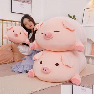 Pluche poppen 40/50/60/80 cm Squish Varken Gevulde Pop Liggend Pluche Piggy Speelgoed Dier Zacht Plushie Kussen Kussen Kinderen Baby Troostend Cadeau 2 Dhcgi