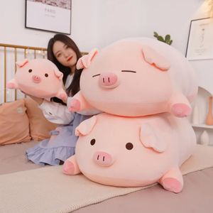 Poupées en peluche 40506080 cm Squish Pig peluche poupée couché cochon jouet Animal doux peluche oreiller coussin enfants bébé réconfortant cadeau 231007