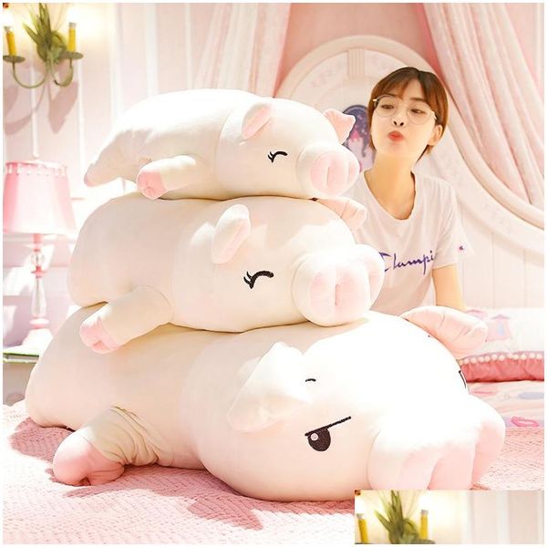 Poupées En Peluche 4075Cm Squishy Pig Poupée En Peluche Couché Piggy Jouet Animal Doux Plushie Main Réchauffeur Oreiller Couverture Enfants Bébé Réconfortant Cadeau Dh79J