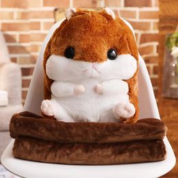 Poupées en peluche 40 cm Coloful Hamster en peluche Animal 3 en 1 oreiller avec couverture Kawaii peluche souris jouet pour enfants dessin animé cadeau 231016