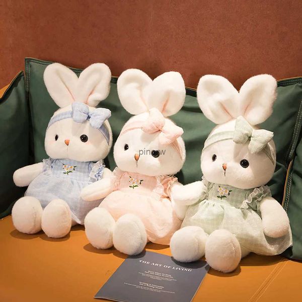 Poupées en peluche 40 cm mignon lapin en peluche avec nœud papillon bandeau de cheveux longue oreille doux peluche lapin poupée filles enfants bébé peluche animaux cadeaux d'anniversaire