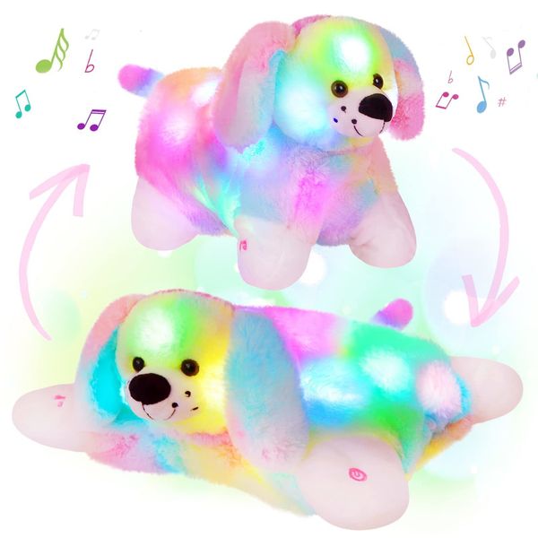 Muñecos de peluche 42 cm Cojines Juguetes para perros Luminoso Musical Luz LED Juguete de peluche brillante Animales Algodón Muñeca linda para niñas Niños 230719