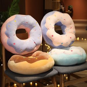 Pluche Poppen 4570Cm Chocolade Donut Vormige Zitkussen Automatten Kussen Stoel Sofa Cartoon Brood Toast Voor Kinderen Volwassenen 230603