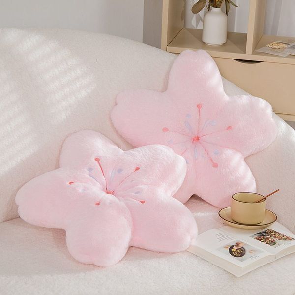 Muñecos de peluche de 45 cm, almohada rosa de Sakura, alfombrilla de flores Kawaii, cojín de flor de cerezo suave realista, accesorios de peluche 230710