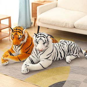 Pluche poppen 50-110 cm hoogwaardige levensechte tijger pluche speelgoed zachte wilde dieren simulatie witte gele tijgerpop kinderen kinderen verjaardag cadeau 230512
