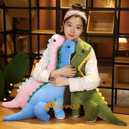 Pluche poppen 50 ~ 120 cm knuffelige dinosaurus Tanystopheus gevulde speelgoed plush dino bluewine redgreenpink meisjes jongens kerstmis cadeau 230417