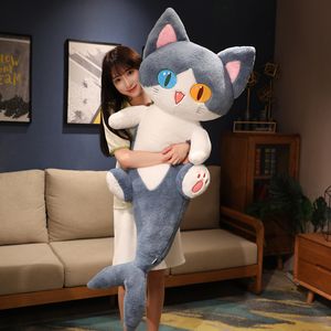 Poupées en peluche 50-135cm Kawaii Transformer Requin Bleu Chat Jouets En Peluche En Peluche Mignon Chat Poupée Animal Oreiller Doux Dessin Animé Coussin Enfants Cadeau De Noël 230227