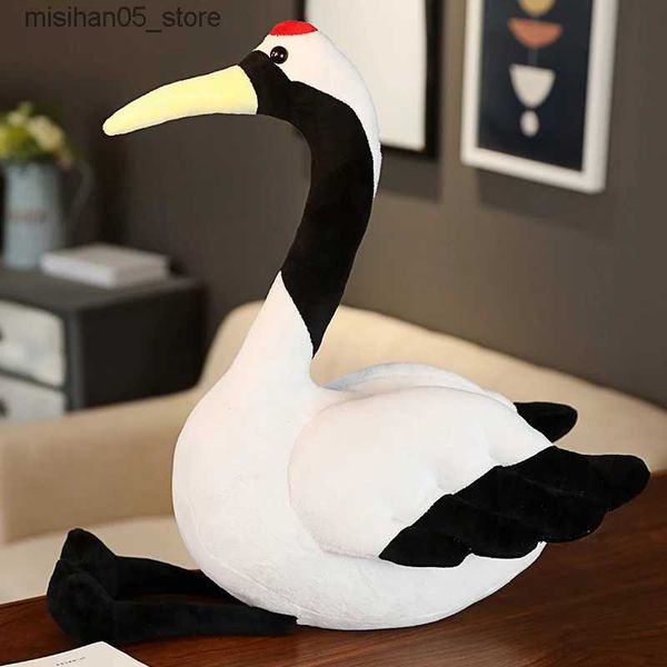 Poupées en peluche 50/80 cm jouet en peluche grue simulée rempli de poupées d'animaux mignons et réalistes oreillers de cygne d'oiseau décoration de canapé à la maison cadeaux pour bébé et enfants Q240322